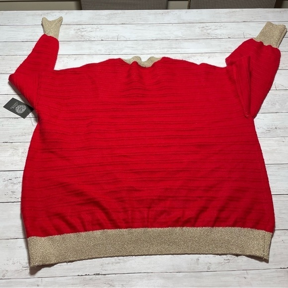 Vince Camuto Edged Crewneck Sweater Red wearable to work fairy grandma core - Picture 5 of 6